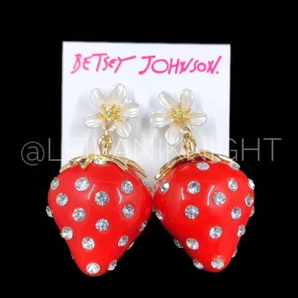 Betsey Johnson Berrylicious Strawberry Drop Earrings - Picture 6 of 16